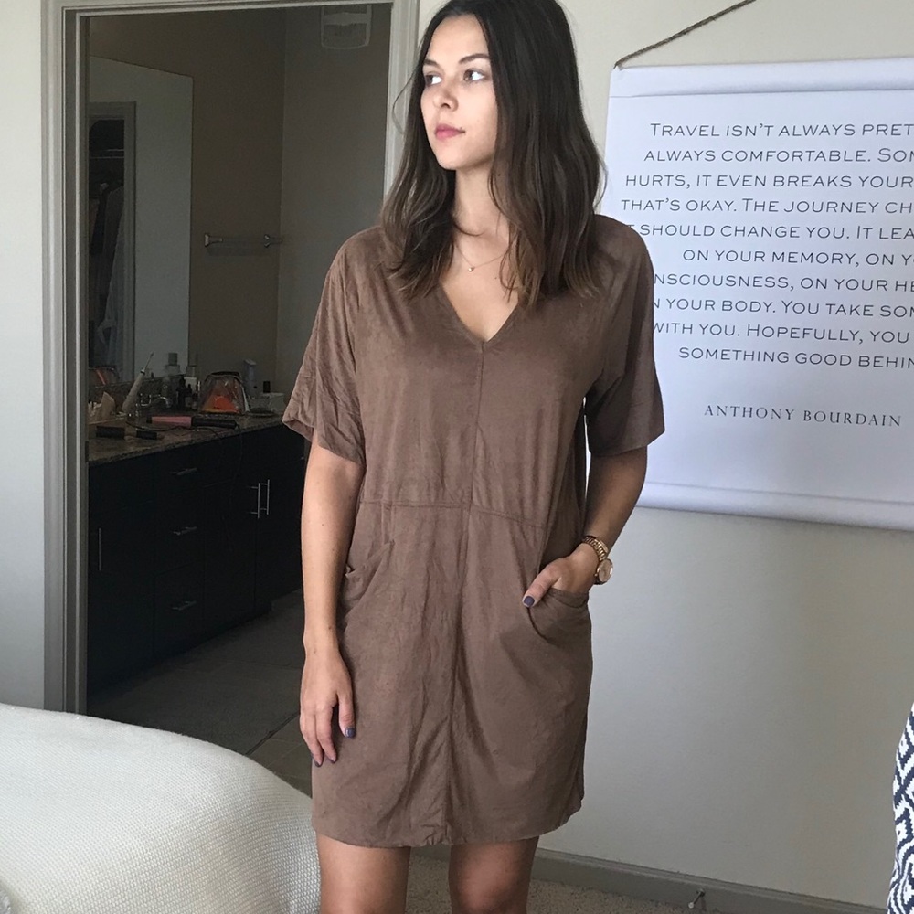 Suede boho tan dress